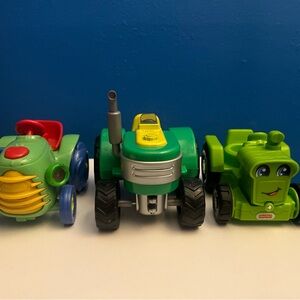 Green Toy Tractor Set of 3